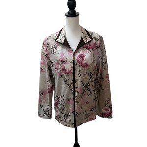 Allison Daley, Pink/Cream with Brown Trim Jacket, Size M